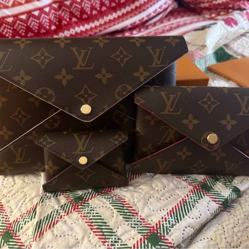 Louis Vuitton Brown and Gold Monogram Envelope Trio